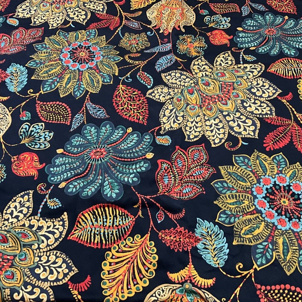 Mill Creek Fabric Dalva Hillside Noir Black Floral Botanic  Rich Colors 7 Yds